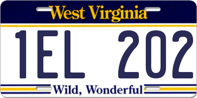 WV license plate 1EL202