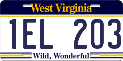 WV license plate 1EL203