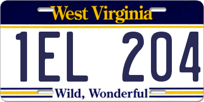 WV license plate 1EL204