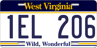 WV license plate 1EL206