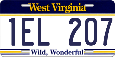 WV license plate 1EL207
