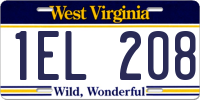 WV license plate 1EL208