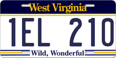 WV license plate 1EL210