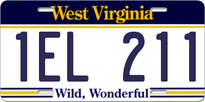 WV license plate 1EL211