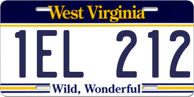 WV license plate 1EL212