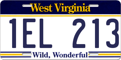 WV license plate 1EL213