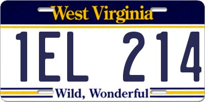 WV license plate 1EL214