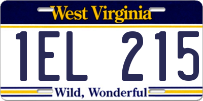 WV license plate 1EL215
