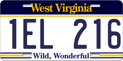 WV license plate 1EL216