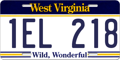 WV license plate 1EL218