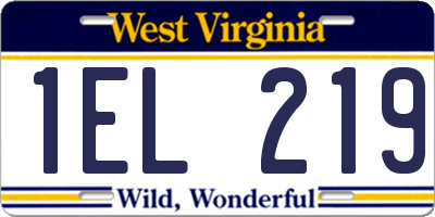 WV license plate 1EL219