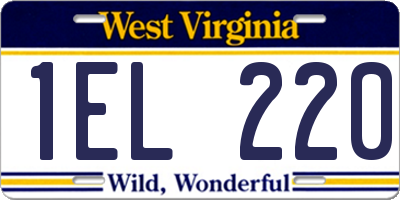 WV license plate 1EL220