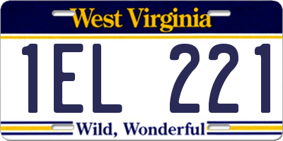 WV license plate 1EL221