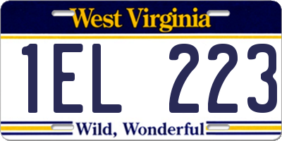 WV license plate 1EL223