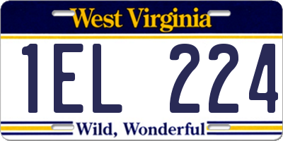 WV license plate 1EL224