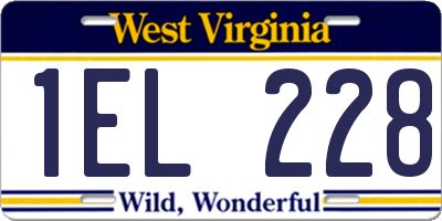 WV license plate 1EL228