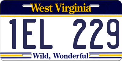 WV license plate 1EL229
