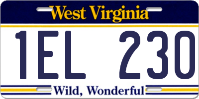 WV license plate 1EL230