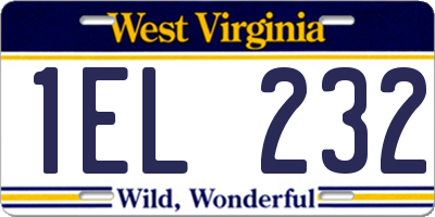 WV license plate 1EL232