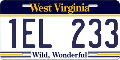 WV license plate 1EL233