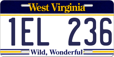 WV license plate 1EL236