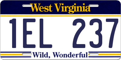 WV license plate 1EL237