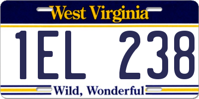 WV license plate 1EL238