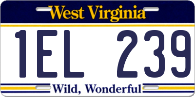WV license plate 1EL239