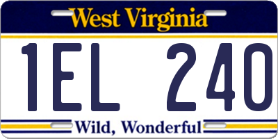 WV license plate 1EL240