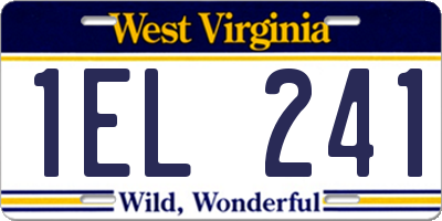 WV license plate 1EL241