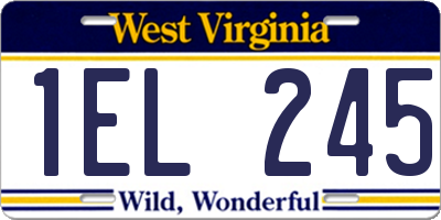 WV license plate 1EL245