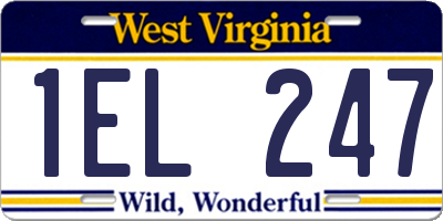 WV license plate 1EL247