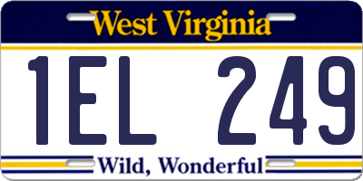 WV license plate 1EL249