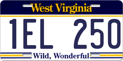 WV license plate 1EL250