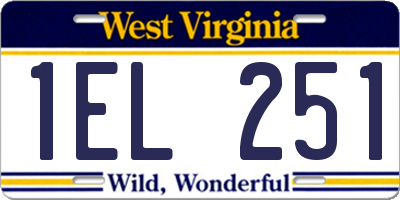 WV license plate 1EL251