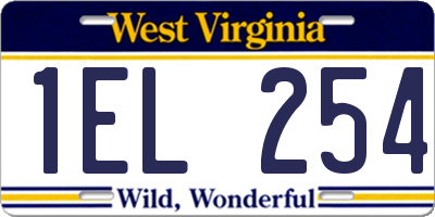 WV license plate 1EL254