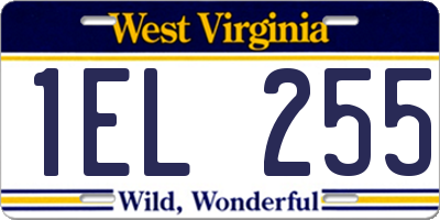 WV license plate 1EL255