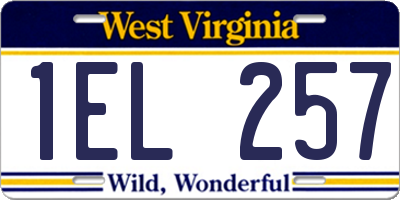 WV license plate 1EL257