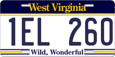 WV license plate 1EL260