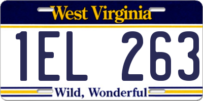 WV license plate 1EL263
