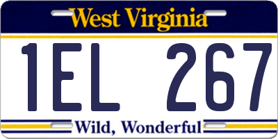 WV license plate 1EL267