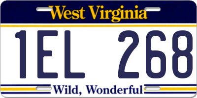 WV license plate 1EL268