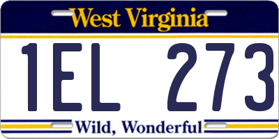 WV license plate 1EL273