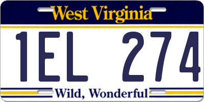 WV license plate 1EL274
