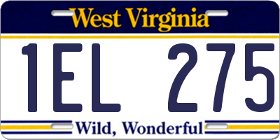 WV license plate 1EL275