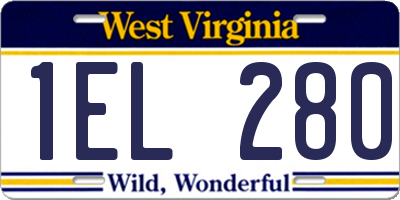 WV license plate 1EL280