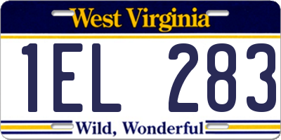WV license plate 1EL283