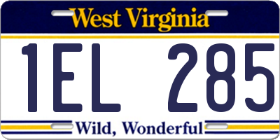 WV license plate 1EL285