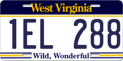 WV license plate 1EL288