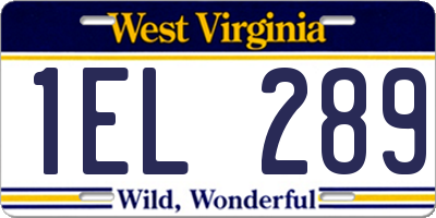 WV license plate 1EL289